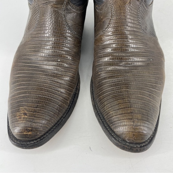 Vintage Justin Style# 8327 Leather Lizard Skin Brown  Western Cowboy Boots 9.5 D - Picture 2 of 13